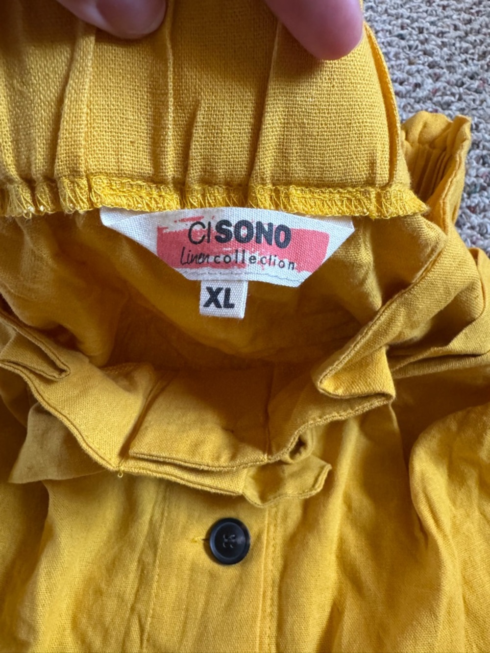 Yellow Button-Front Linen Skirt - Picture 2 of 5